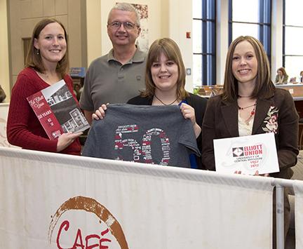 (Courtesy of University Relations) University Relations staff members, from left, Courtney Niemuth, Mike Greife, Nikki Pirch and Adrianne Fillinger, received awards at the 2012 Region 11 Association of College Unions International Conference.