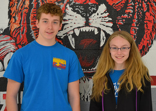 Warrensburg High School sophomores Benjamin Bissen, left, and Kathryn Smith recently received scholarships to attend the Missouri Scholars Academy for three weeks on the campus of the University of Missouri – Columbia. The scholarships are made possible by the donations of Warrensburg R-6 School District faculty and staff participating in the payroll deduction program.