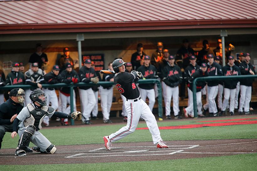 Outfielder Travis Able knocked in four RBIs in the Mules 9-7 victory.