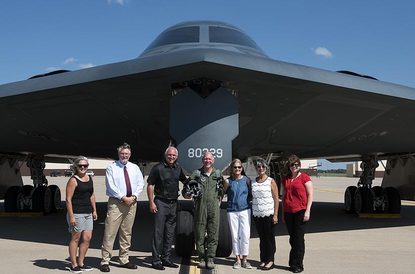 From left to right: Kelly Good, Rich Cole, Jeff Huffman, Chuck Ambrose, Kris Ambrose, Monica Huffman and Kristen Plummer pose in front of the B-2 Stealth Bomber.
(Photos submitted by Chuck Ambrose)