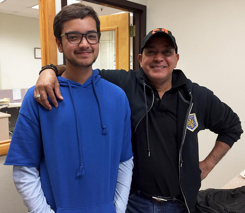 Shahab visits the Muleskinner newsroom with his son and reflects on his experiences at UCM. (Photo by Erin Wides / Features Editor)
