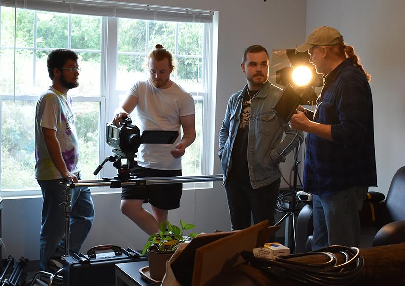 From left, Colin O’Brien, Zach Nowlin, Brad McClure and Mark von Schlemmer on the set of “The Computer Lab.
(Photo submitted by Rachel Edington) 