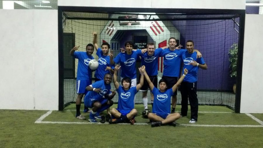 A group from the UCM soccer club poses after winning the indoor league in Kansas City in 2011. “We would pile 12 guys into two cars and make trips all over the midwest,” Justin Pero said.
