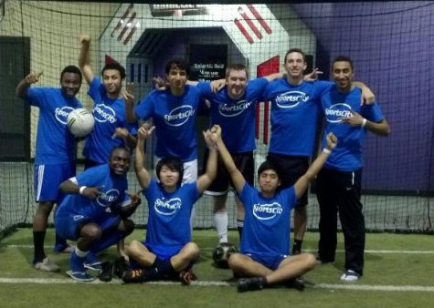 A group from the UCM soccer club poses after winning the indoor league in Kansas City in 2011. “We would pile 12 guys into two cars and make trips all over the midwest,” Justin Pero said.