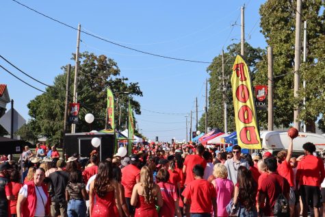 Warrensburgs Holden Street is filled with students, faculty and community members celebrating Get The Red Out. The annual festival stretches from campus to download, before the University of Central Missouris first home football game. 