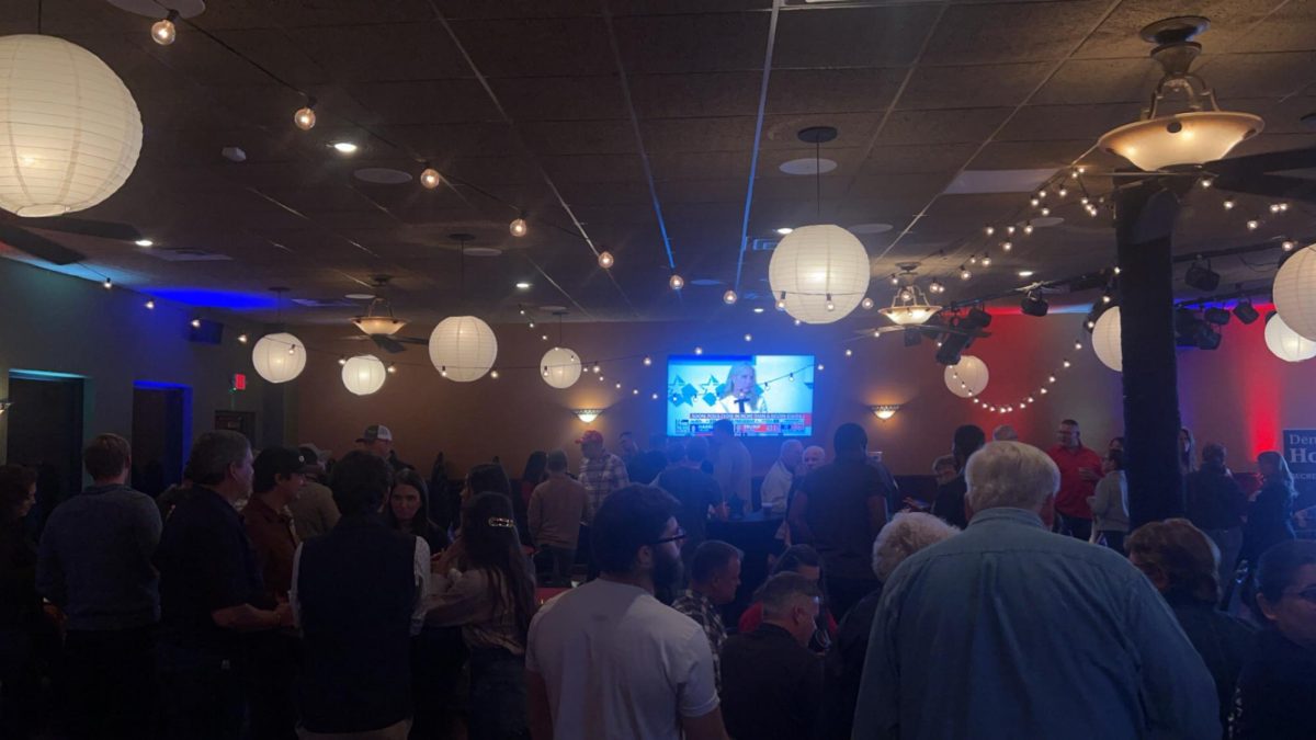 Warrensburg citizens celebrate at Players as the 2024 election unfolds. Denny Hoskins, Missouri Secretary of State candidate, hosted a watch party for members of the community.