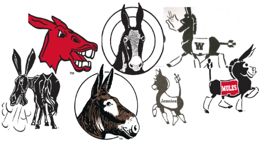 A handful of the previous designs UCM has used for Mo, ordered partially from my least favorite to favorite. Designs are from the UCM store and a website dedicated to preserving the history of Johnson County created by Bruce Uhler, an eighth generation resident of Johnson County. 