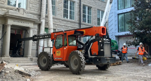 The Humphreys Building undergoes construction on both the inside and outside on Sept. 4. The building has been under construction since December 2023 and the renovations will include an update to all major systems, create open spaces and modernize classrooms.